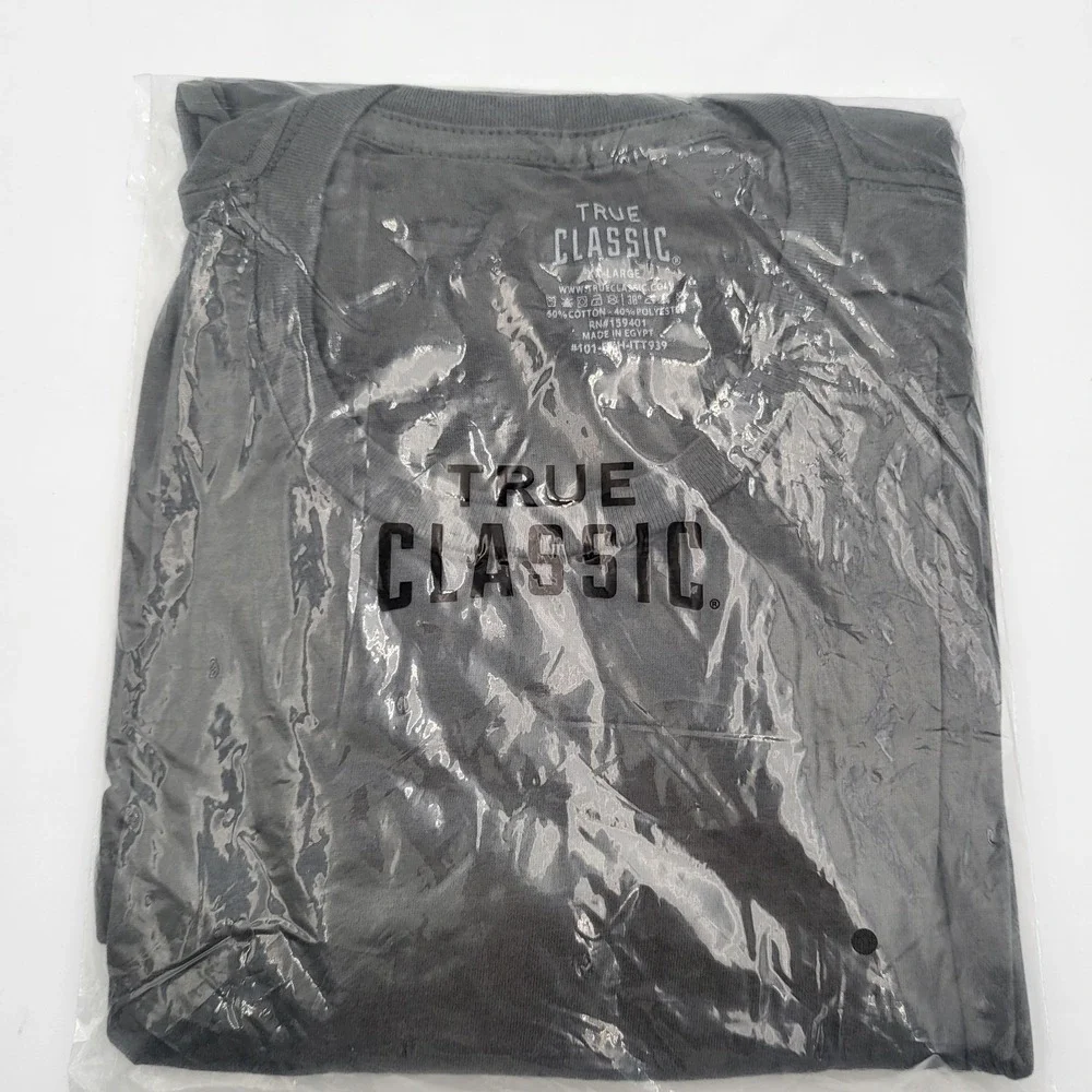 New True Classic Crew Neck Short Sleeve Men's T-shirt Gray -2XL‎